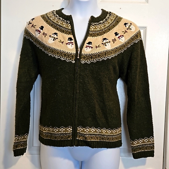 croft & barrow Sweaters - Craft & Barrow, zip-up, snowman sweater.  Size L